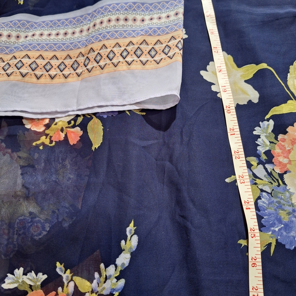 Sandra Darren Navy Dress with Floral Kimono Style Sheer Jacket - Picture 10 of 16